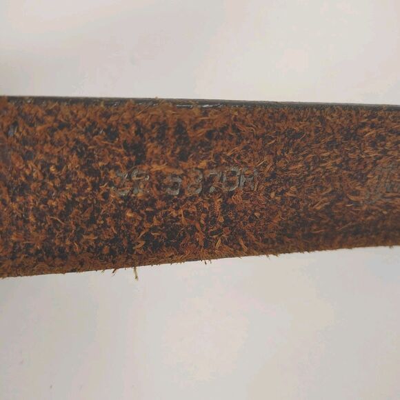 Vtg Justin Embossed Full Grain Leather Belt Sz 32 No Buckle Excellent USA Made - Picture 5 of 6